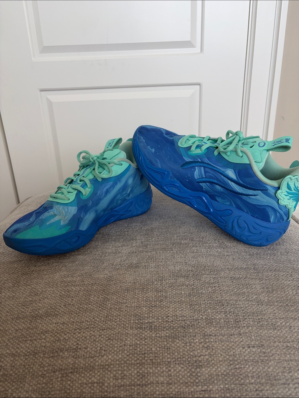 Puma Kids Blue and Aqua Lace-Up Sneakers